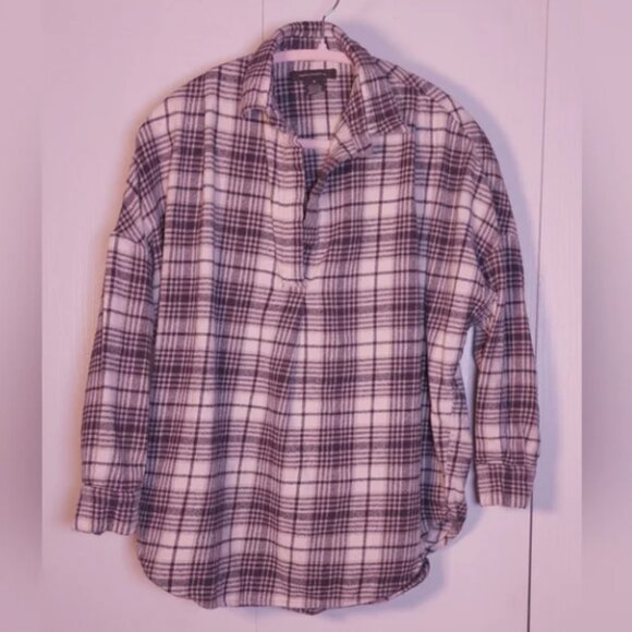 French Connection Flannel Plaid Pullover Size Small 100% Cotton Casual Cozy Boho - Picture 1 of 5